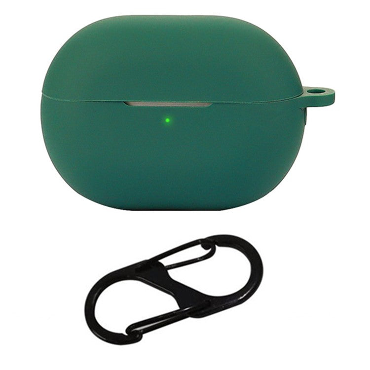 For Huawei Freebuds Pro 4 Case with Anti Lost Buckle Bluetooth Earbuds Silicone Protective Cover - Blackish Green