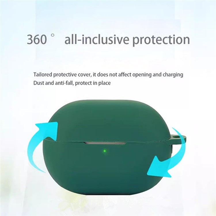 For Huawei Freebuds Pro 4 Case with Anti Lost Buckle Bluetooth Earbuds Silicone Protective Cover - Blackish Green