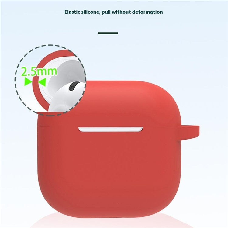 6 in 1 Headset Accessories for AirPods 4 Silicone Case + Carrying Strap + Earphone Holder + Ear Hooks + Neck Strap + Keychain - Red