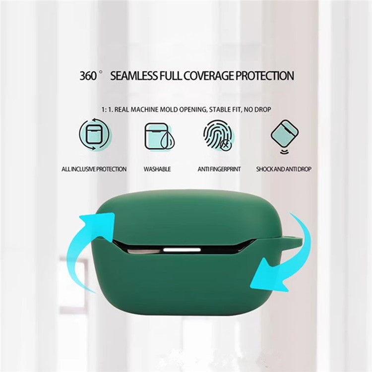 For JBL Endurance Race 2 Case with Anti Lost Buckle Bluetooth Earbuds Silicone Protective Cover - Blackish Green