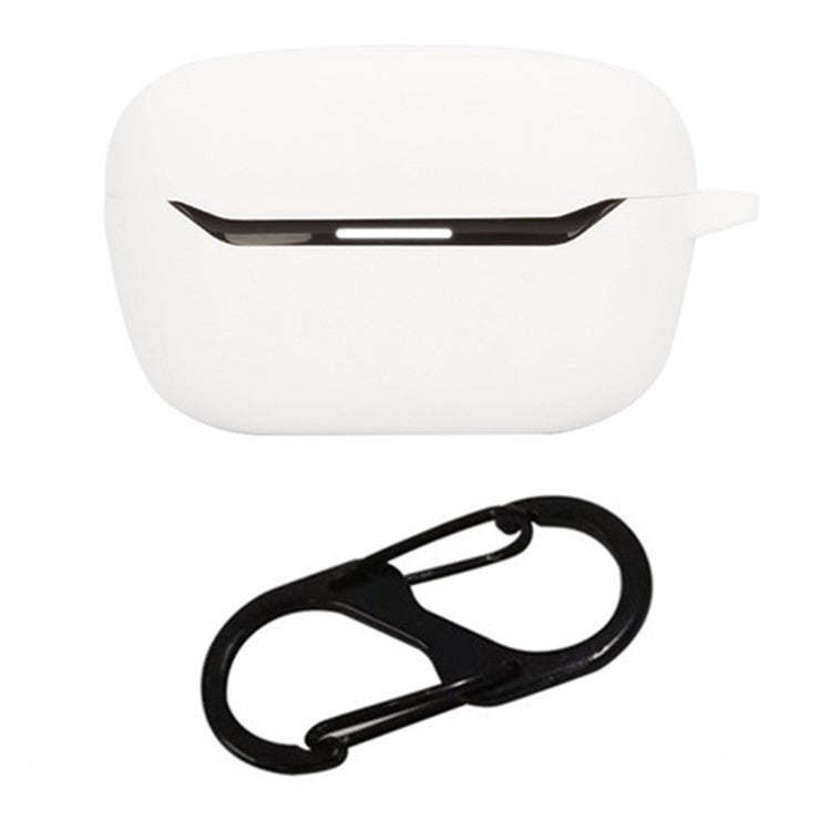 For JBL Endurance Race 2 Case with Anti Lost Buckle Bluetooth Earbuds Silicone Protective Cover - White
