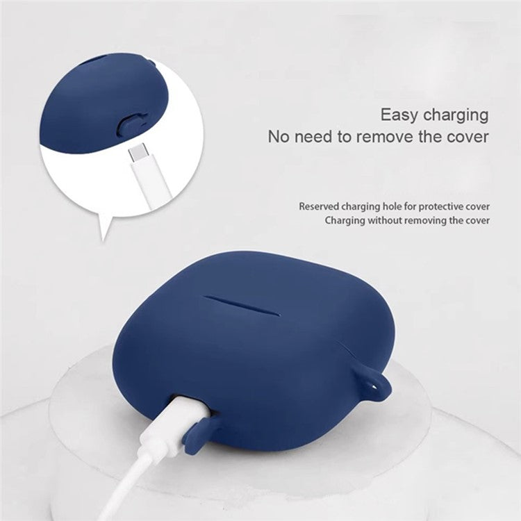 For Xiaomi Redmi Buds 6 Pro Gaming Edition Case with Anti Lost Buckle Bluetooth Earbuds Silicone Protective Cover - White