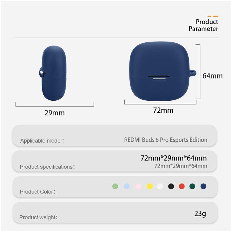 For Xiaomi Redmi Buds 6 Pro Gaming Edition Case with Anti Lost Buckle Bluetooth Earbuds Silicone Protective Cover - Sky Blue