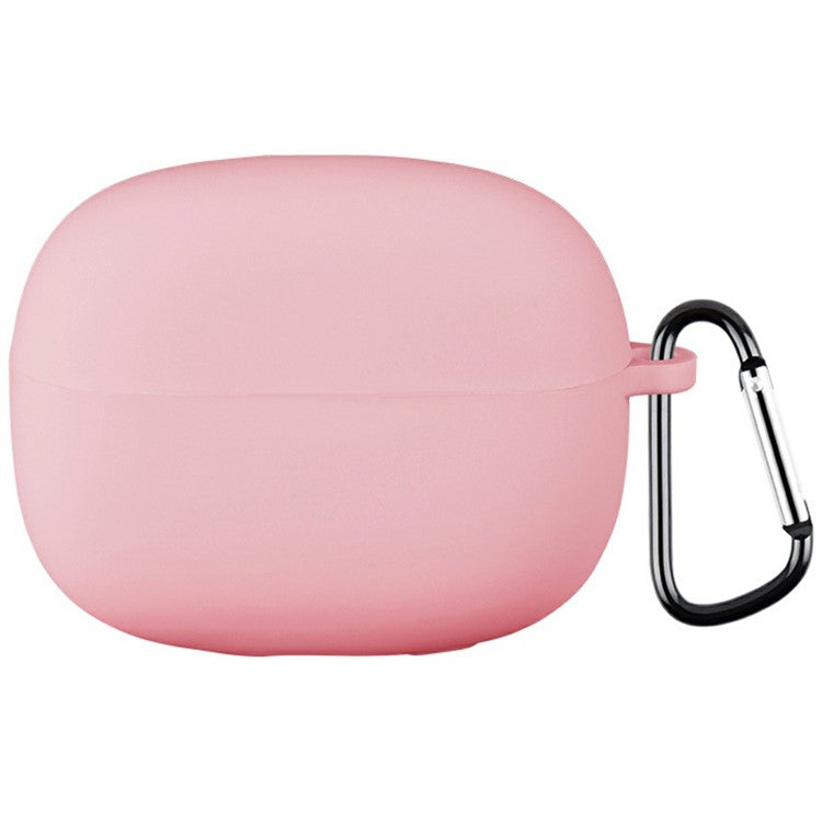 For Xiaomi Redmi Buds 6 Pro Silicone Case Bluetooth Earphone Anti-scratch Protective Cover with Carabiner - Pink