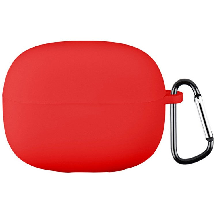 For Xiaomi Redmi Buds 6 Pro Silicone Case Bluetooth Earphone Anti-scratch Protective Cover with Carabiner - Red