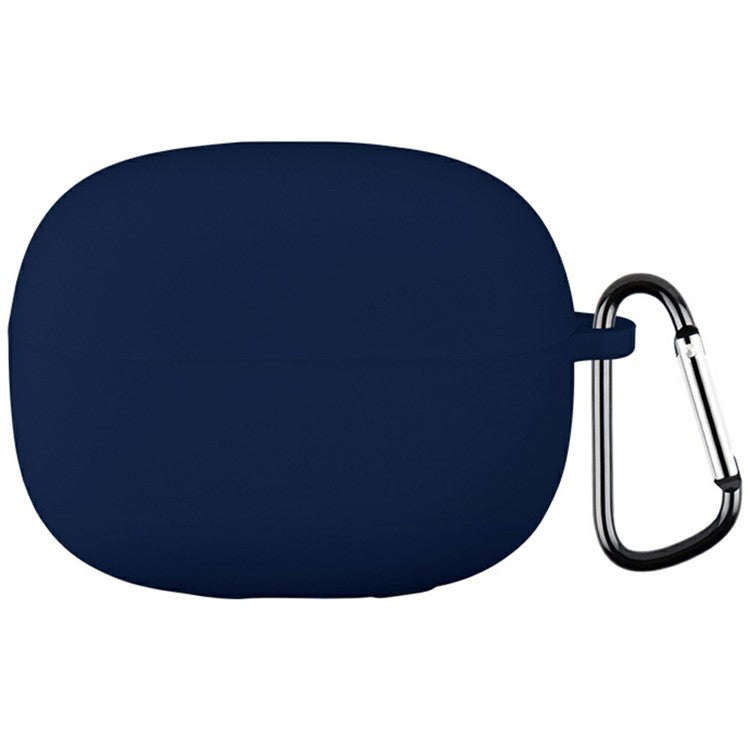For Xiaomi Redmi Buds 6 Pro Silicone Case Bluetooth Earphone Anti-scratch Protective Cover with Carabiner - Midnight Blue