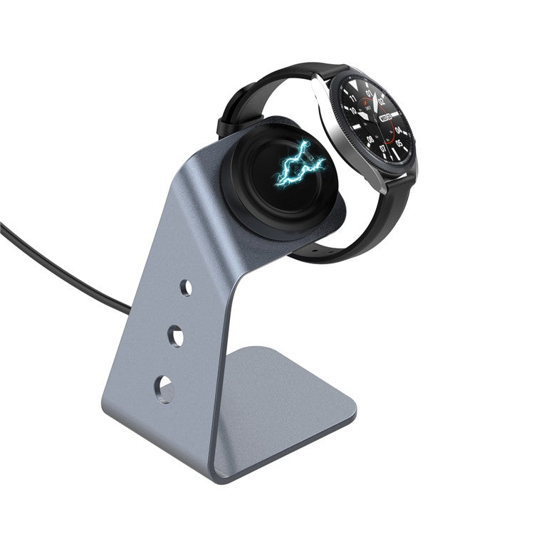 Universal Aluminum Alloy Charger Desktop Charging Stand Holder for Samsung Galaxy Watch4 Classic 46mm/42mm/Galaxy Watch4 40mm/44mm - Grey