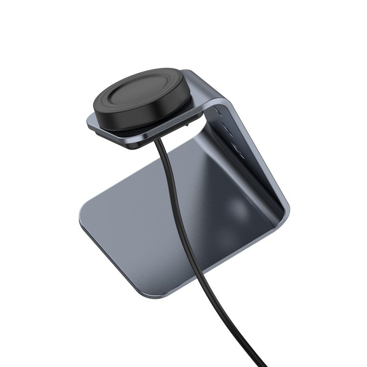 Universal Aluminum Alloy Charger Desktop Charging Stand Holder for Samsung Galaxy Watch4 Classic 46mm/42mm/Galaxy Watch4 40mm/44mm - Grey