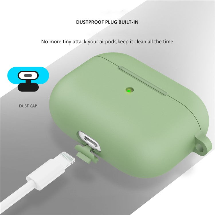 For Apple AirPods 3 Silicone Protective Earphone Case Cover with Carabiner - Mint Green