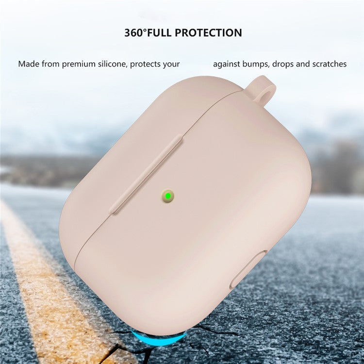 For Apple AirPods 3 Silicone Protective Earphone Case Cover with Carabiner - Silt Pink