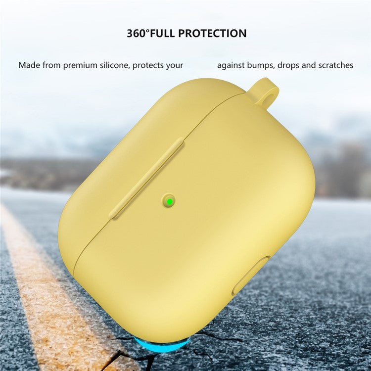 For Apple AirPods 3 Silicone Protective Earphone Case Cover with Carabiner - Yellow