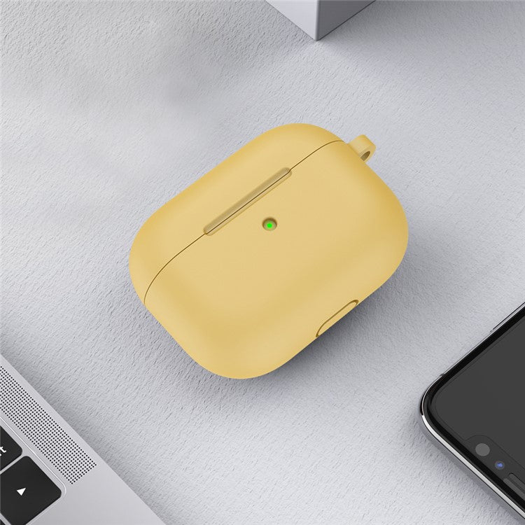 For Apple AirPods 3 Silicone Protective Earphone Case Cover with Carabiner - Yellow