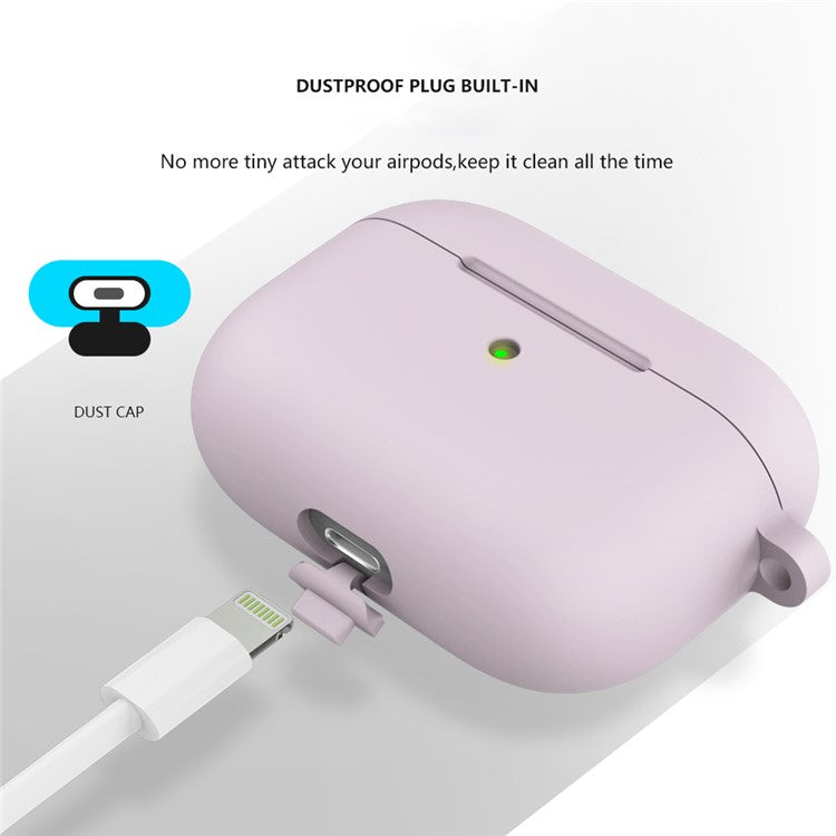 For Apple AirPods 3 Silicone Protective Earphone Case Cover with Carabiner - Purple
