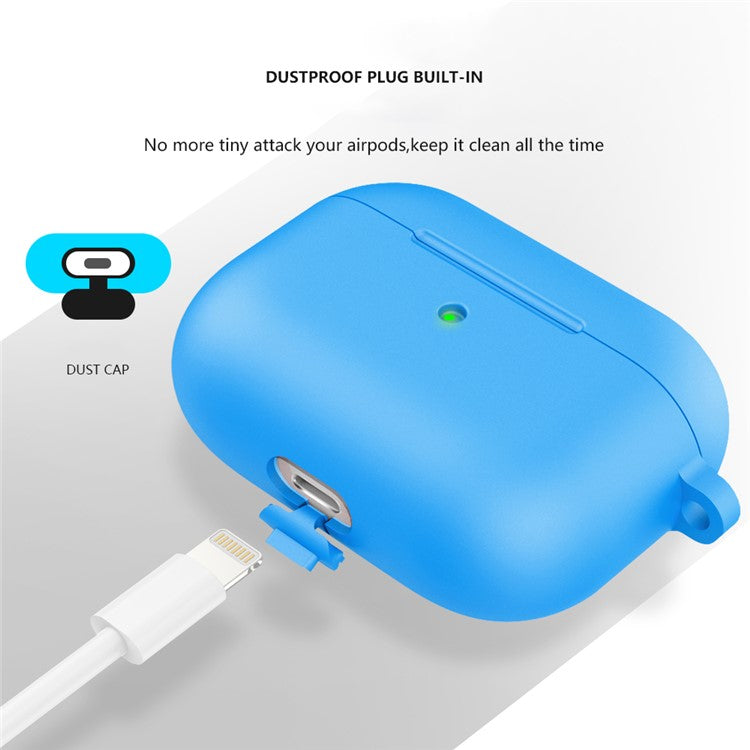 For Apple AirPods 3 Silicone Protective Earphone Case Cover with Carabiner - Blue