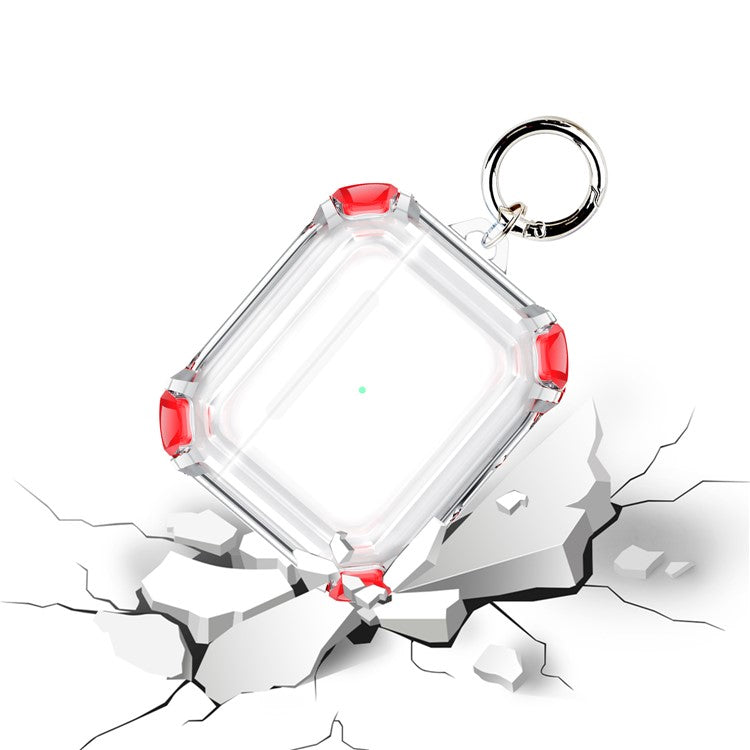 Dual Color Transparent TPU Protective Case Earphone Cover with Keyring for Apple AirPods 3 - Red