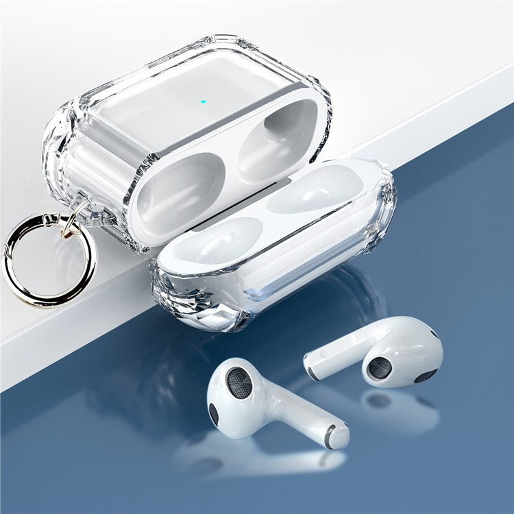Dual Color Transparent TPU Protective Case Earphone Cover with Keyring for Apple AirPods 3 - Transparent