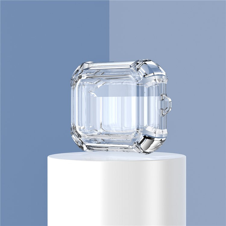 Dual Color Transparent TPU Protective Case Earphone Cover with Keyring for Apple AirPods 3 - Transparent