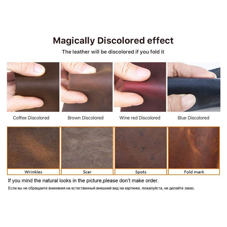 CONTACTS FAMILY Crazy Horse Texture Earphone Protective Genuine Leather Case with Hanging Buckle for Huawei FreeBuds 3 - Coffee