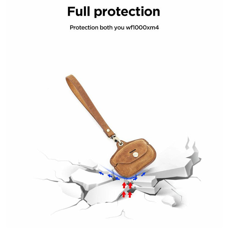 CONTACTS FAMILY Genuine Leather Case for Sony WF-1000XM4 Wireless Headphones - Green