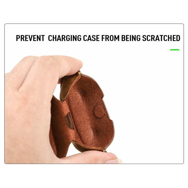 CONTACTS FAMILY Genuine Leather Case for Sony WF-1000XM4 Wireless Headphones - Coffee