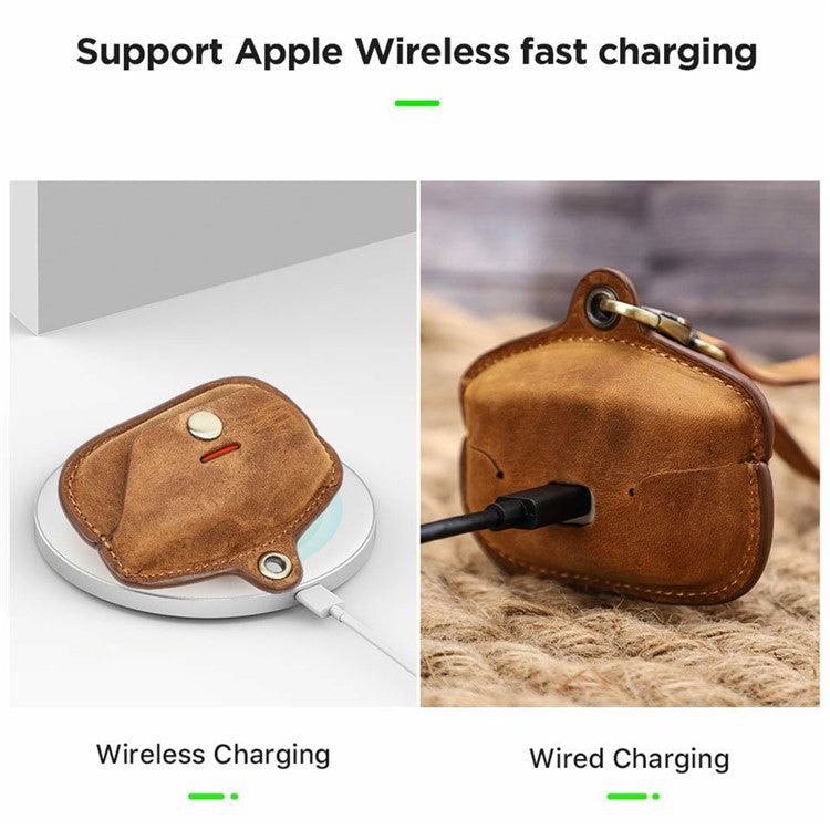 CONTACTS FAMILY Genuine Leather Case for Sony WF-1000XM4 Wireless Headphones - Coffee