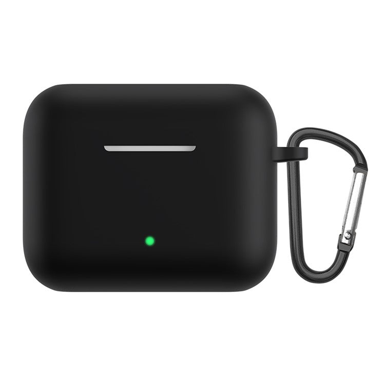 Solid Color Silicone Earphones Protective Case with Anti-Lost Carabiner for Honor Earbuds X2 - Black