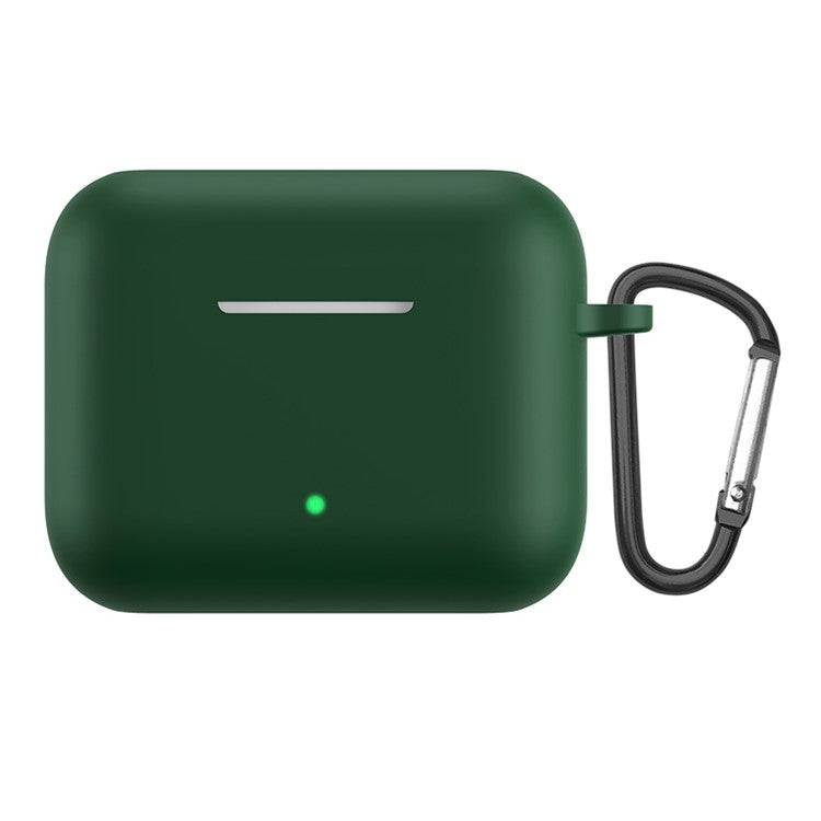 Solid Color Silicone Earphones Protective Case with Anti-Lost Carabiner for Honor Earbuds X2 - Green