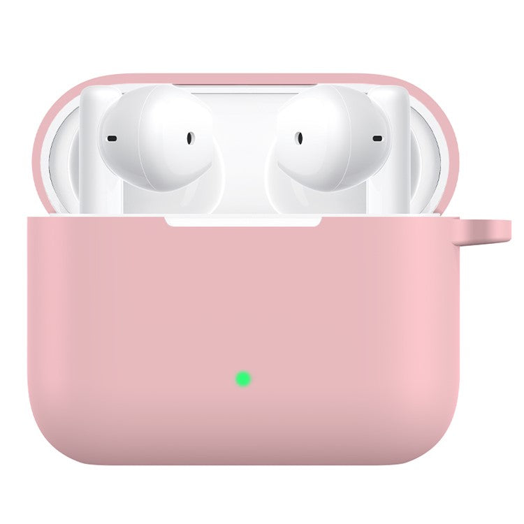 Solid Color Silicone Earphones Protective Case with Anti-Lost Carabiner for Honor Earbuds X2 - Pink