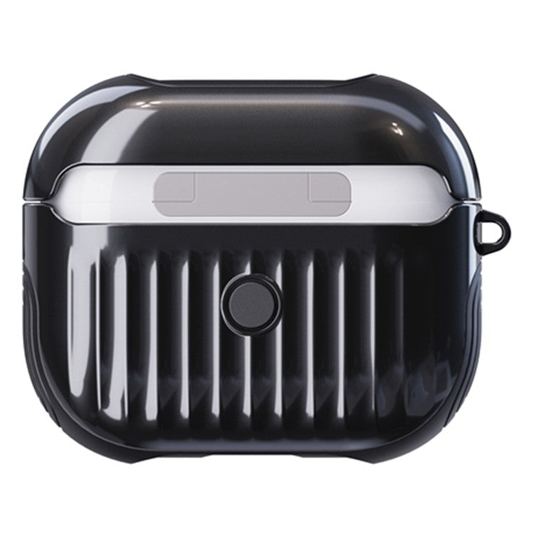 Suitcase Style Glossy Rubberized PC + TPU Earphone Charging Box Protective Cover Case for Apple AirPods 3 - Black
