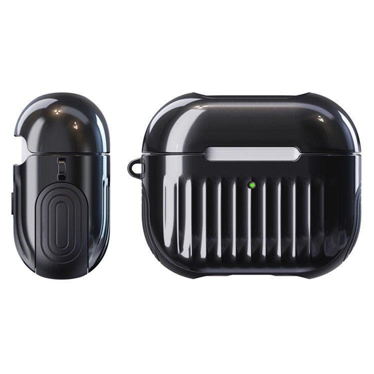 Suitcase Style Glossy Rubberized PC + TPU Earphone Charging Box Protective Cover Case for Apple AirPods 3 - Black