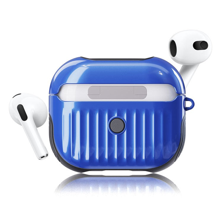Suitcase Style Glossy Rubberized PC + TPU Earphone Charging Box Protective Cover Case for Apple AirPods 3 - Blue