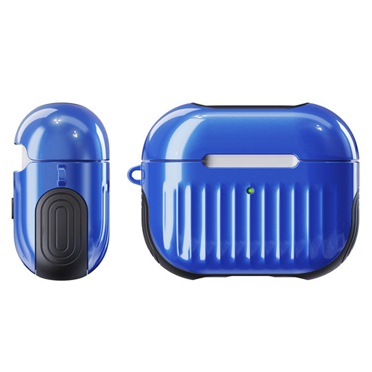 Suitcase Style Glossy Rubberized PC + TPU Earphone Charging Box Protective Cover Case for Apple AirPods 3 - Blue