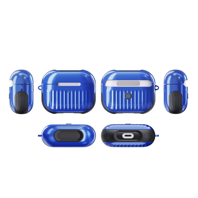 Suitcase Style Glossy Rubberized PC + TPU Earphone Charging Box Protective Cover Case for Apple AirPods 3 - Blue
