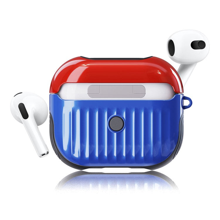 Suitcase Style Glossy Rubberized PC + TPU Earphone Charging Box Protective Cover Case for Apple AirPods 3 - Blue/Red