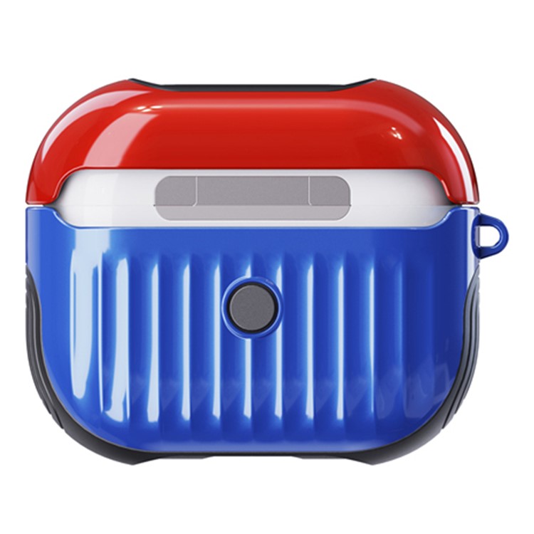 Suitcase Style Glossy Rubberized PC + TPU Earphone Charging Box Protective Cover Case for Apple AirPods 3 - Blue/Red