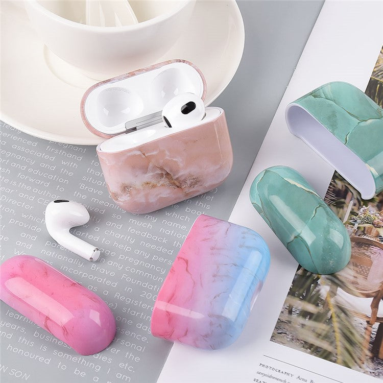 Marble Pattern Dust-proof Hard PC Earphone Charging Box Protective Case Anti-fall Cover for Apple AirPods 3 - S02