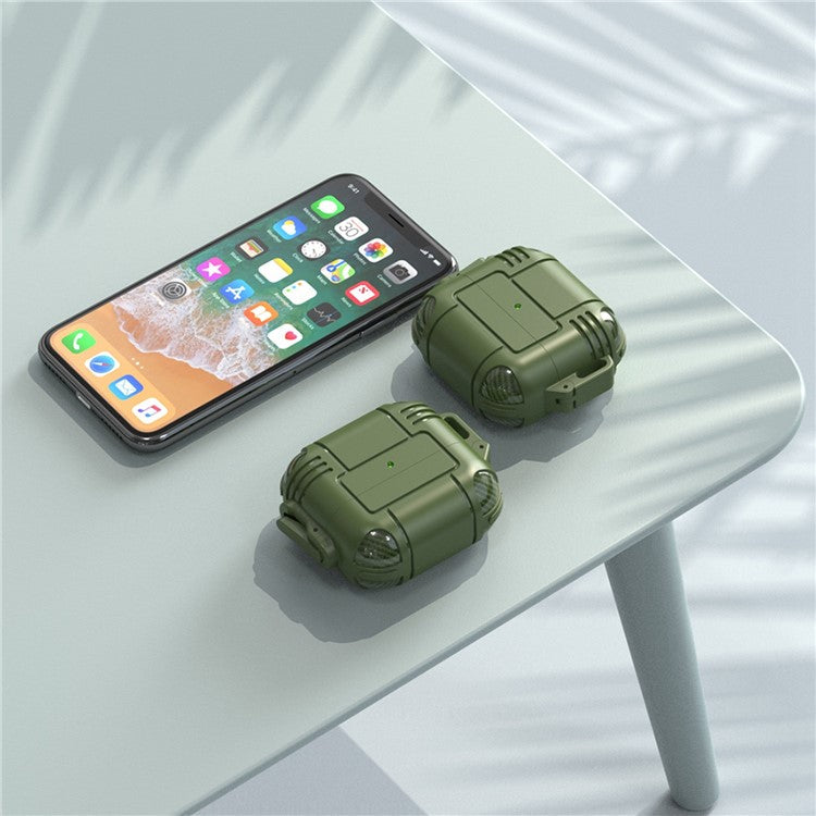Fashionable Textured Cover Shell Flexible TPU Protective Cover Case for Apple AirPods 3 - Army Green