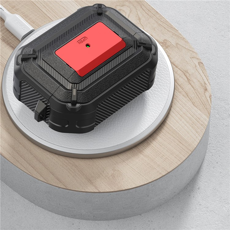 Portable Shockproof Anti-drop TPU+PC 2-in-1 Earphone Earbuds Case Cover with Lock/Buckle for Apple AirPods Pro - Type 4