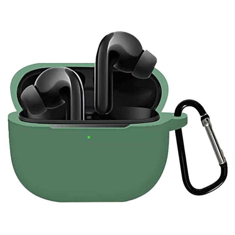 For Xiaomi FlipBuds Pro Soft Silicone Case Shock-Absorbing Protective Earphone Sleeve with Anti-loss Hook - Blackish Green