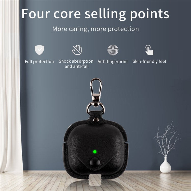 PU Leather Bluetooth Earphone Case for Apple AirPods 3 with Carabiner Indicator Light Hole Position - Black