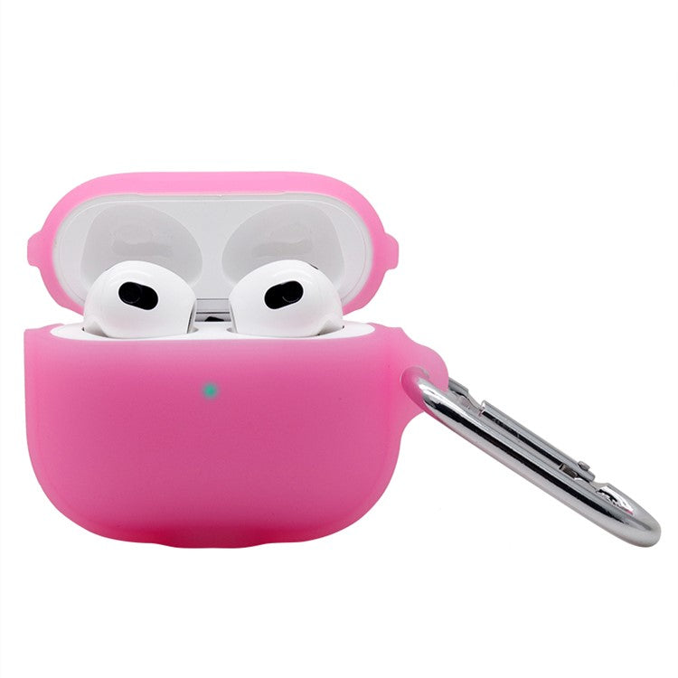 For Apple AirPods 3 Case Cover Portable Protective Case Earbuds Soft Silicone Protector with Keychain - Pink