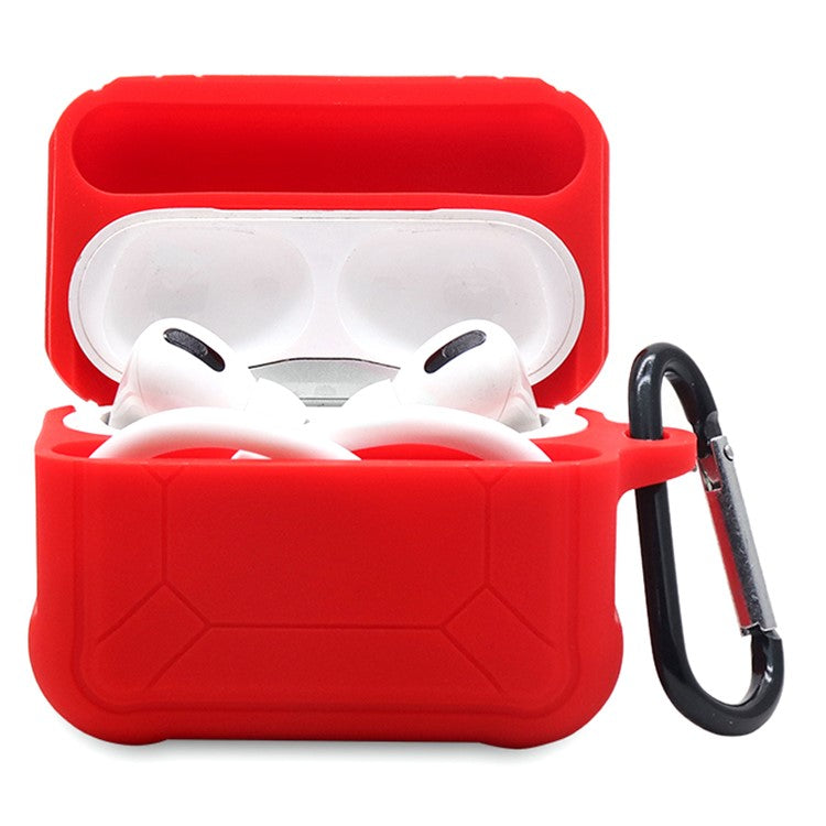 For Apple AirPods Pro 3-in-1 Silicone Protective Case + Ear-Hook + Anti-Lost Carabiner Protection Set - Red
