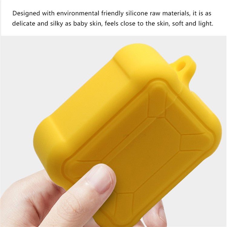 For Apple AirPods Pro 3-in-1 Silicone Protective Case + Ear-Hook + Anti-Lost Carabiner Protection Set - Yellow