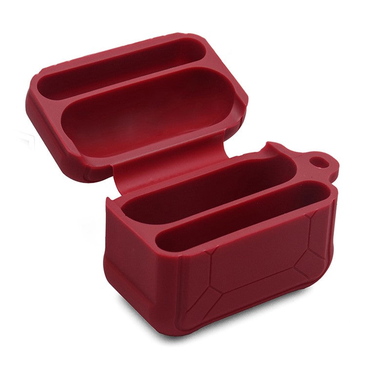 For Apple AirPods Pro 3-in-1 Silicone Protective Case + Ear-Hook + Anti-Lost Carabiner Protection Set - Wine Red
