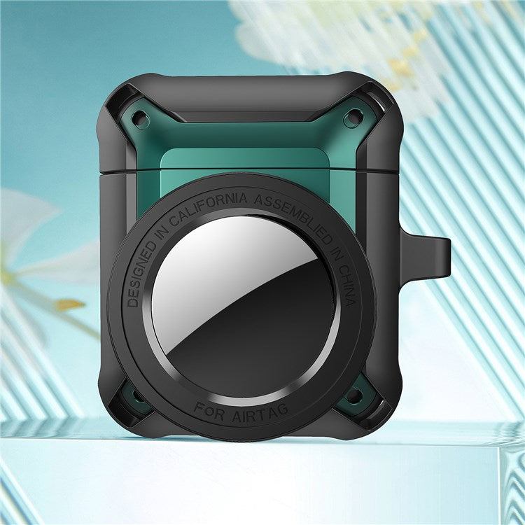 For Apple AirPods with Charging Case (2016)/(2019) / AirPods with Wireless Charging Case (2019) + for AirTag 2-in-1 Anti-drop Protective Cover Case - Green