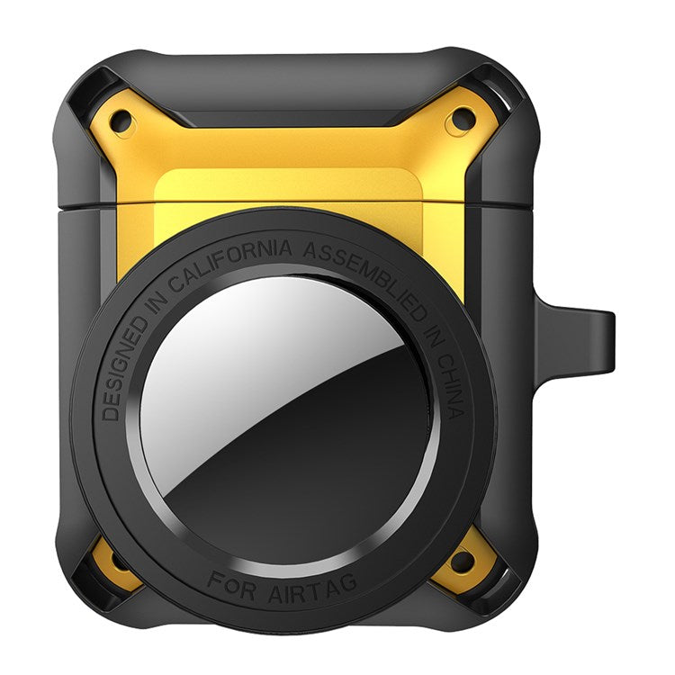 For Apple AirPods with Charging Case (2016)/(2019) / AirPods with Wireless Charging Case (2019) + for AirTag 2-in-1 Anti-drop Protective Cover Case - Light Yellow