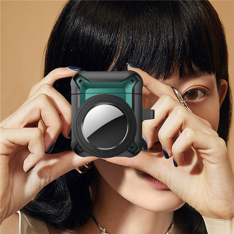 For Apple AirPods with Charging Case (2016)/(2019) / AirPods with Wireless Charging Case (2019) + for AirTag 2-in-1 Anti-drop Protective Cover Case - Light Yellow