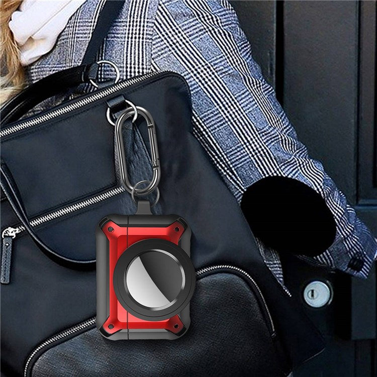 For Apple AirPods Pro + for AirTag Tracker Anti-drop Case Bluetooth Earphone Protective Cover - Red