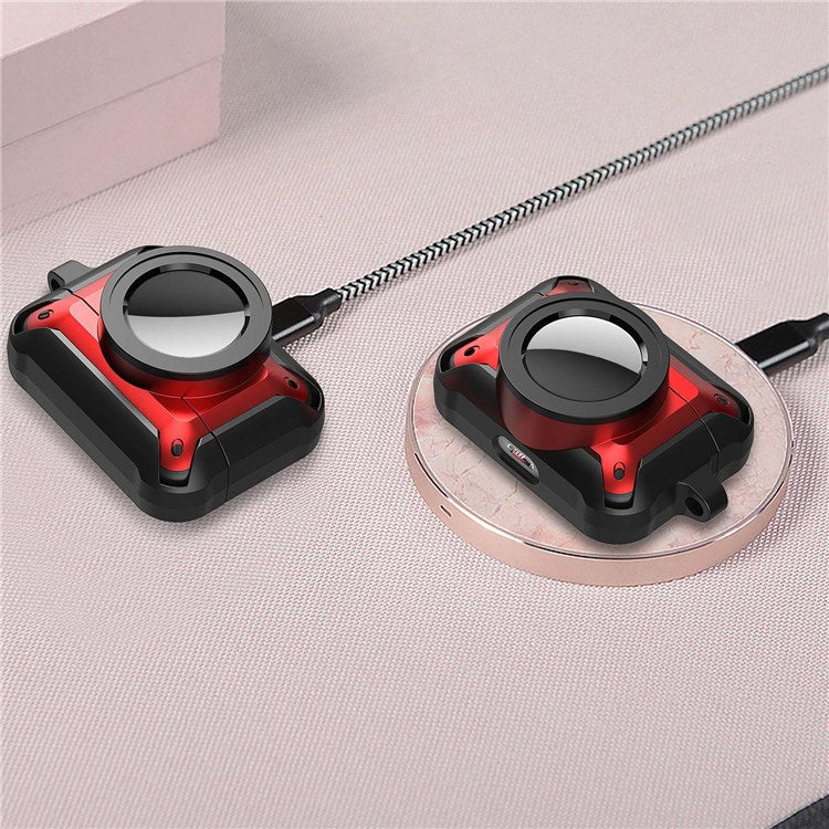 For Apple AirPods Pro + for AirTag Tracker Anti-drop Case Bluetooth Earphone Protective Cover - Black