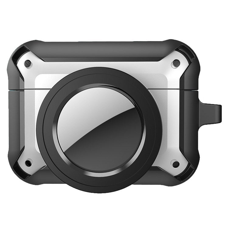 For Apple AirPods Pro + for AirTag Tracker Anti-drop Case Bluetooth Earphone Protective Cover - Silver